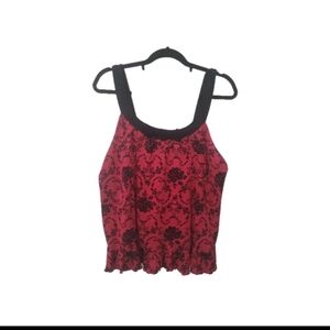 Linea Donatella Red and Black Patterned Tank Top